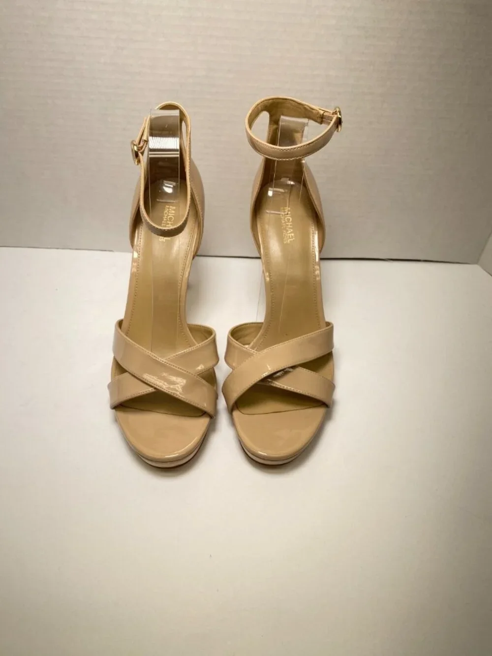 Michael Kors Women's Alexia Patent Leather Nude Strap High Heels Sz 10